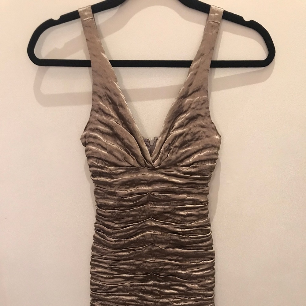 Nicole Miller Satin Gold Dress